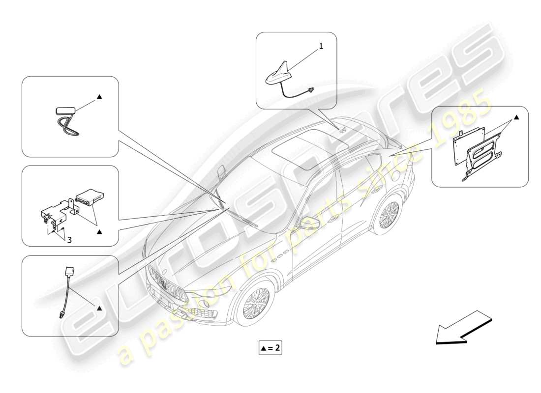 maserati levante gt (2022) système de réception et de connexion schéma des pièces