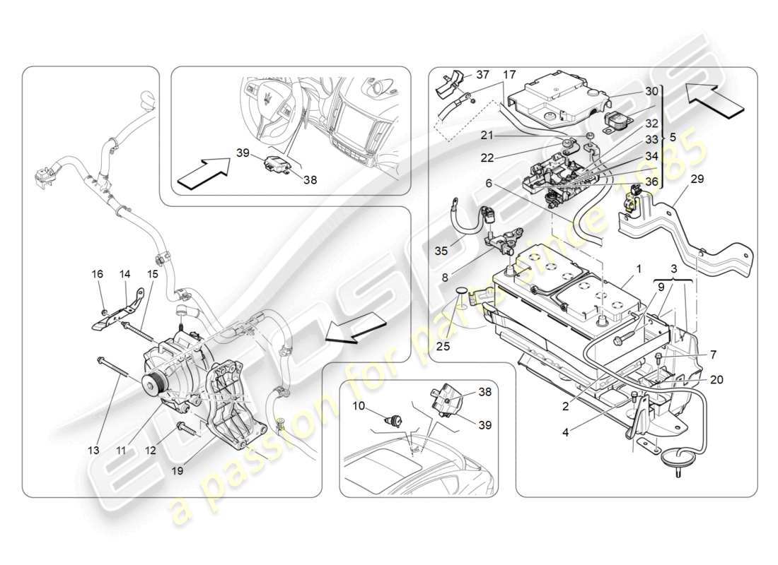 maserati levante (2020) production et accumulation d'énergie schéma des pièces