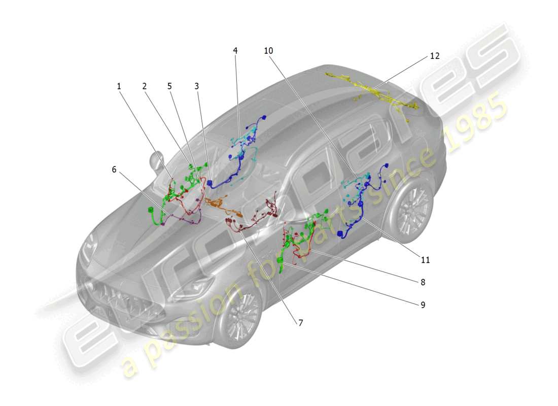 maserati grecale gt (2023) schéma des pièces du câblage principal