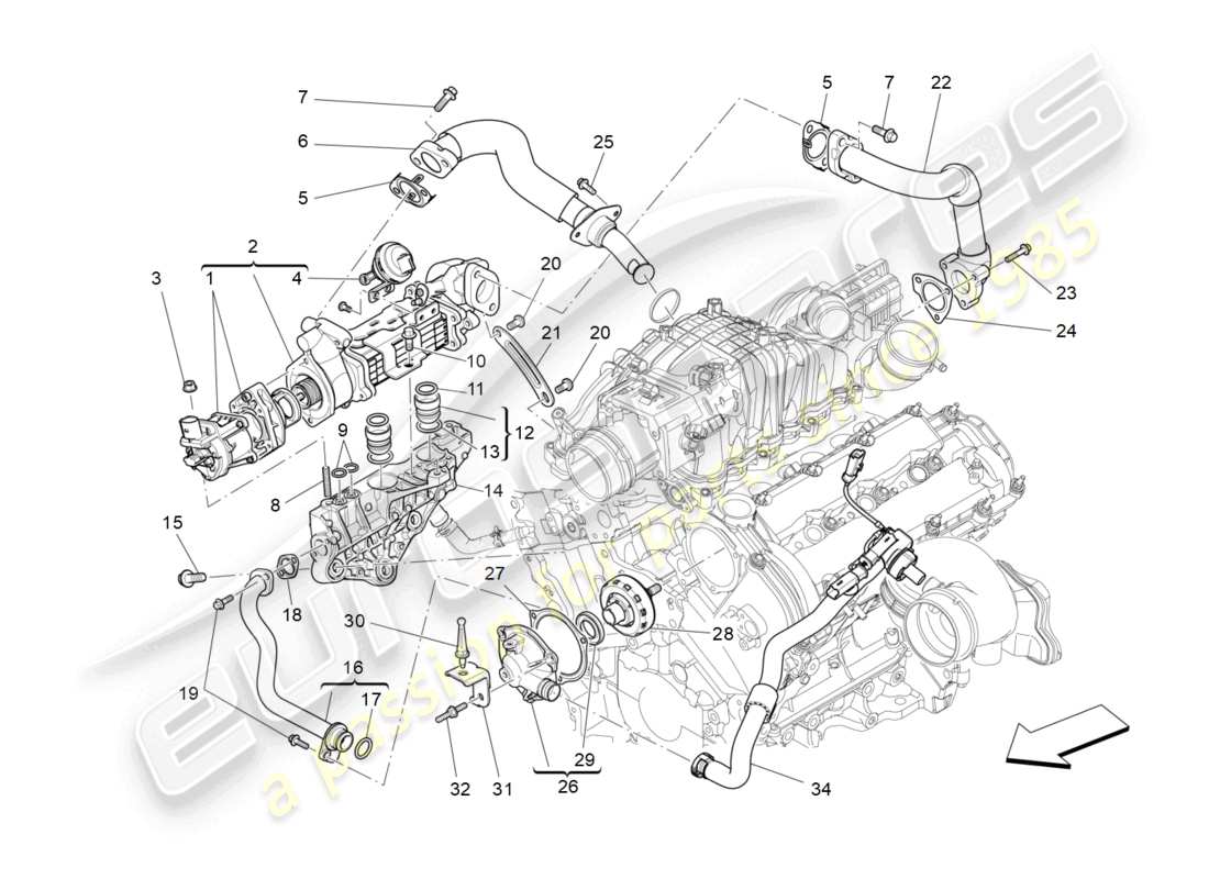 maserati ghibli (2014) schéma des pièces du système de recirculation des vapeurs d'huile