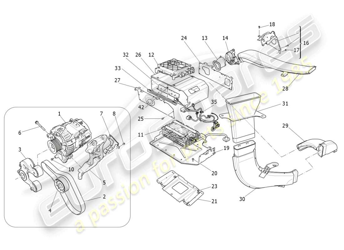 maserati ghibli fragment (2022) diagramme des pièces de production et d'accumulation d'énergie