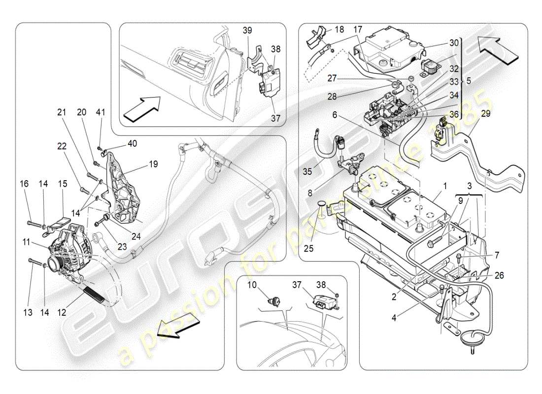 maserati ghibli (2019) diagramme des pièces de production et d'accumulation d'énergie