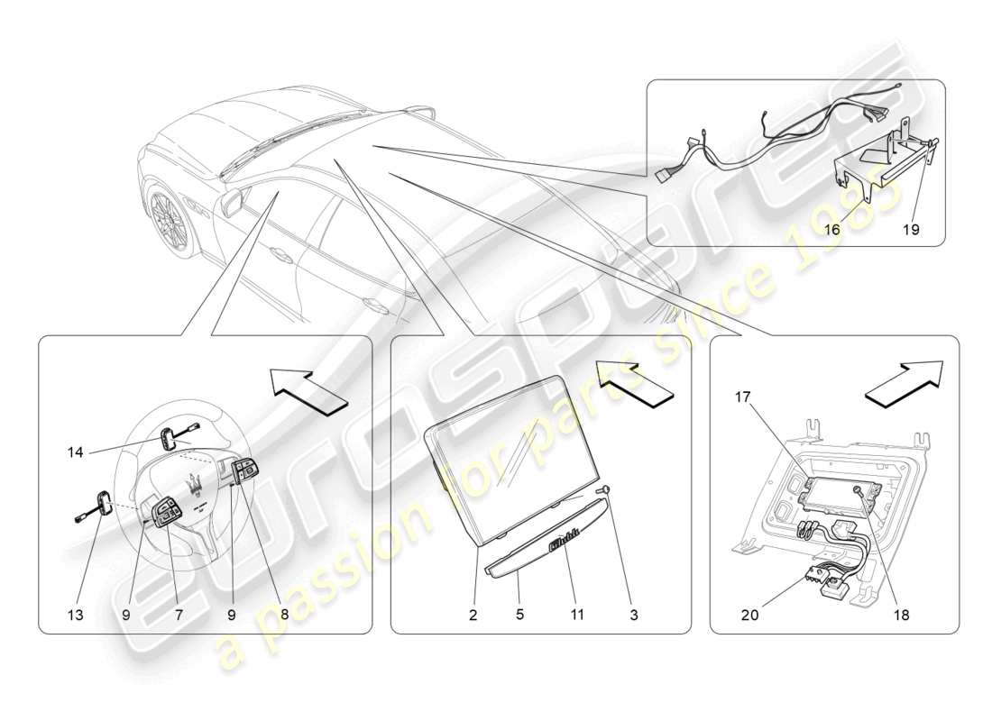 maserati ghibli (2017) diagramme des pièces du système informatique