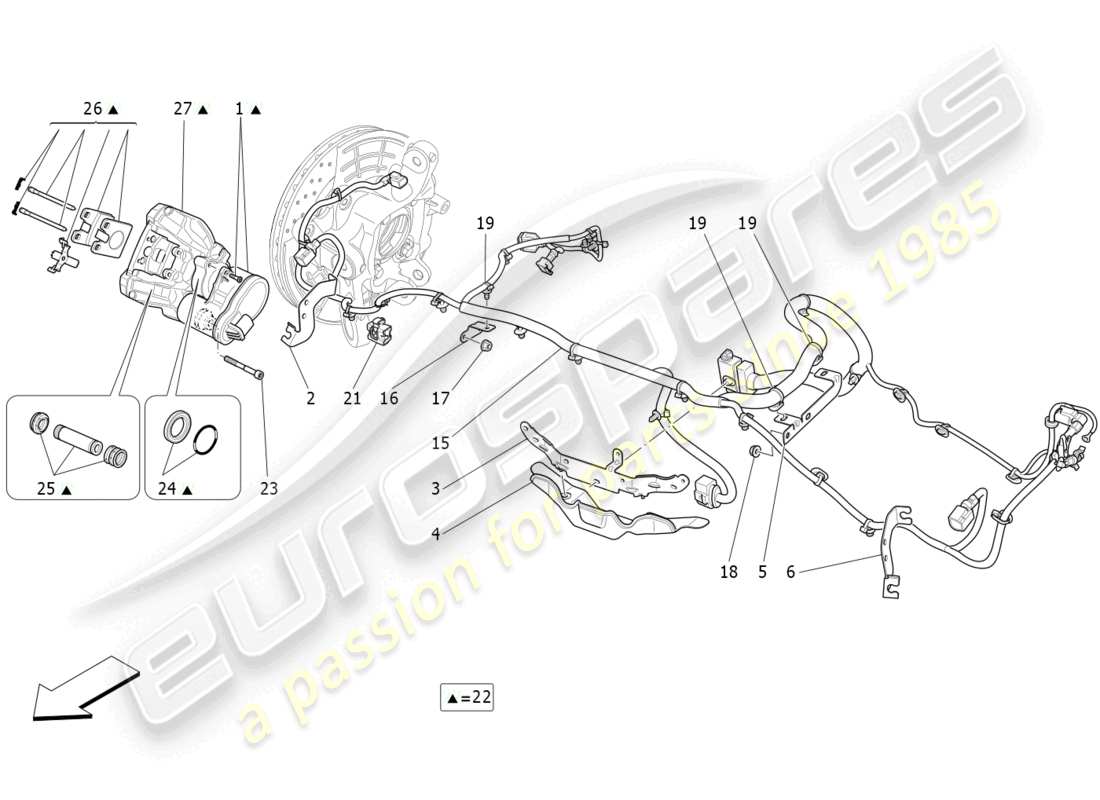 maserati ghibli fragment (2022) frein de stationnement schéma des pièces
