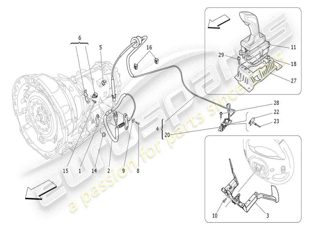 maserati ghibli (2019) commandes du conducteur pour boîte de vitesses automatique schéma des pièces