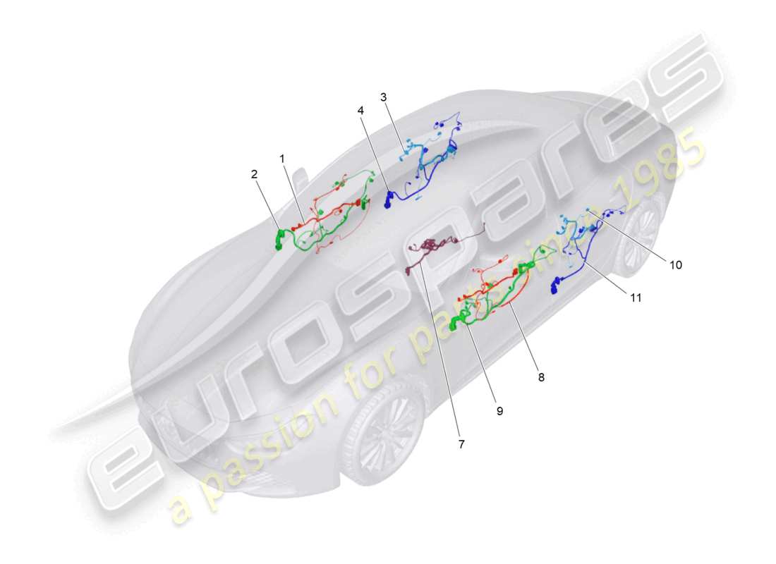 maserati ghibli fragment (2022) schéma des pièces du câblage principal