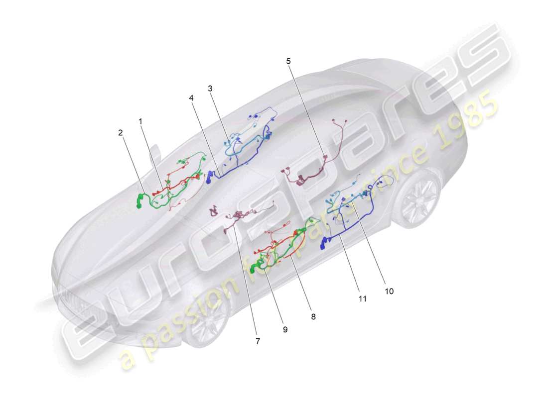 maserati quattroporte (2018) schéma des pièces du câblage principal