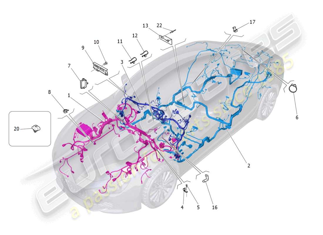 maserati ghibli fragment (2022) câblage principal schéma des pièces