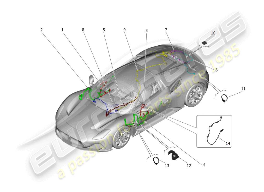 maserati mc20 cielo (2023) schéma des pièces du câblage principal