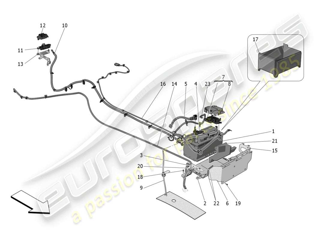 maserati mc20 cielo (2023) diagramme des pièces de production et d'accumulation d'énergie