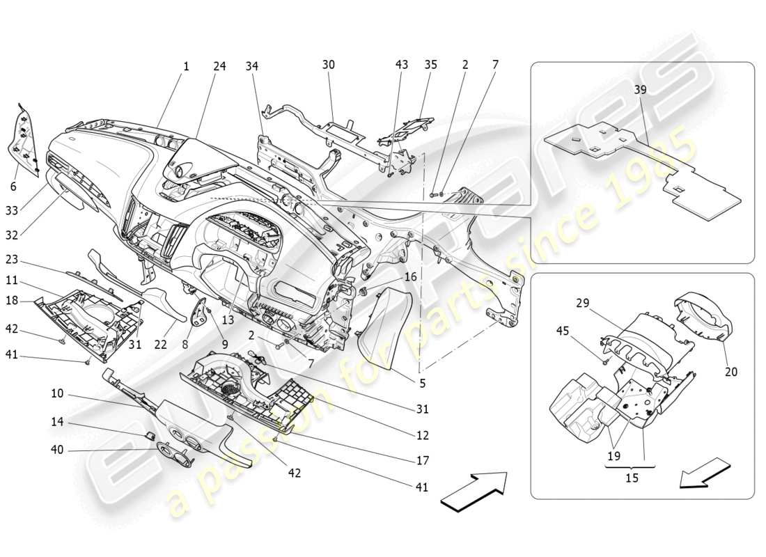 maserati levante modena (2022) schéma des pièces de l'unité du tableau de bord