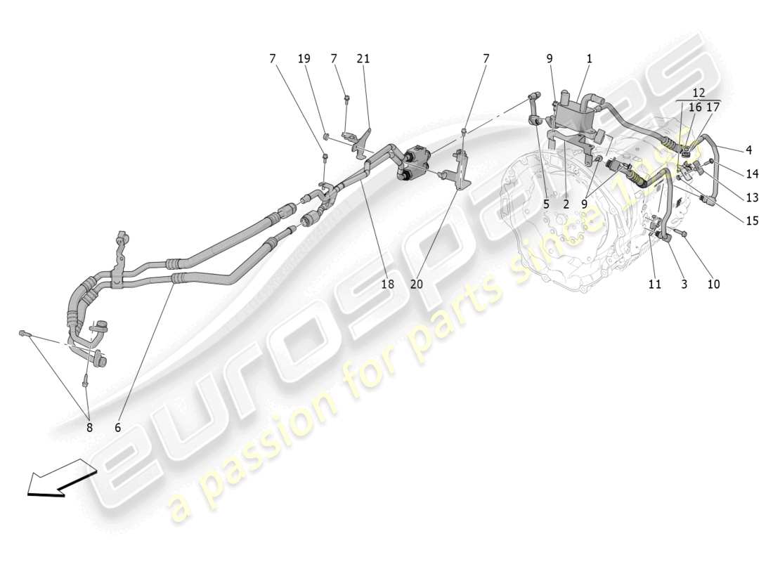 maserati grecale trofeo (2023) schéma des pièces de lubrification et de refroidissement de l'huile de boîte de vitesses
