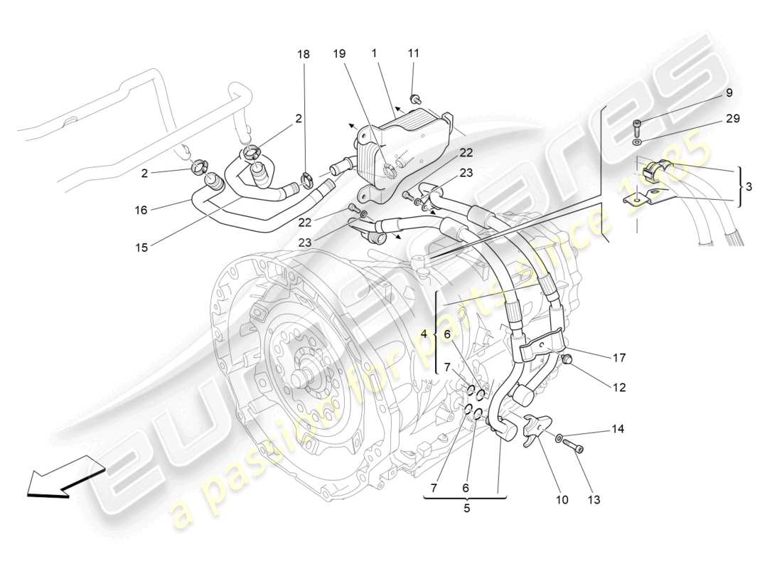 maserati levante (2020) lubrification et refroidissement de l'huile de boîte de vitesses schéma des pièces