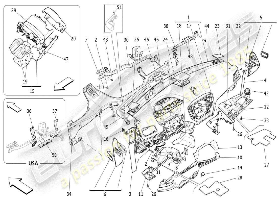 maserati ghibli (2020) unité de tableau de bord schéma des pièces