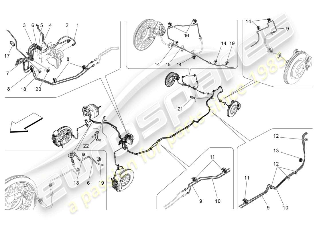 maserati levante gts (2020) lignes schéma des pièces