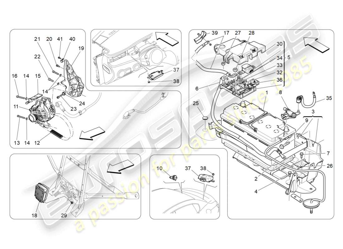 maserati quattroporte (2018) diagramme des pièces de production et d'accumulation d'énergie