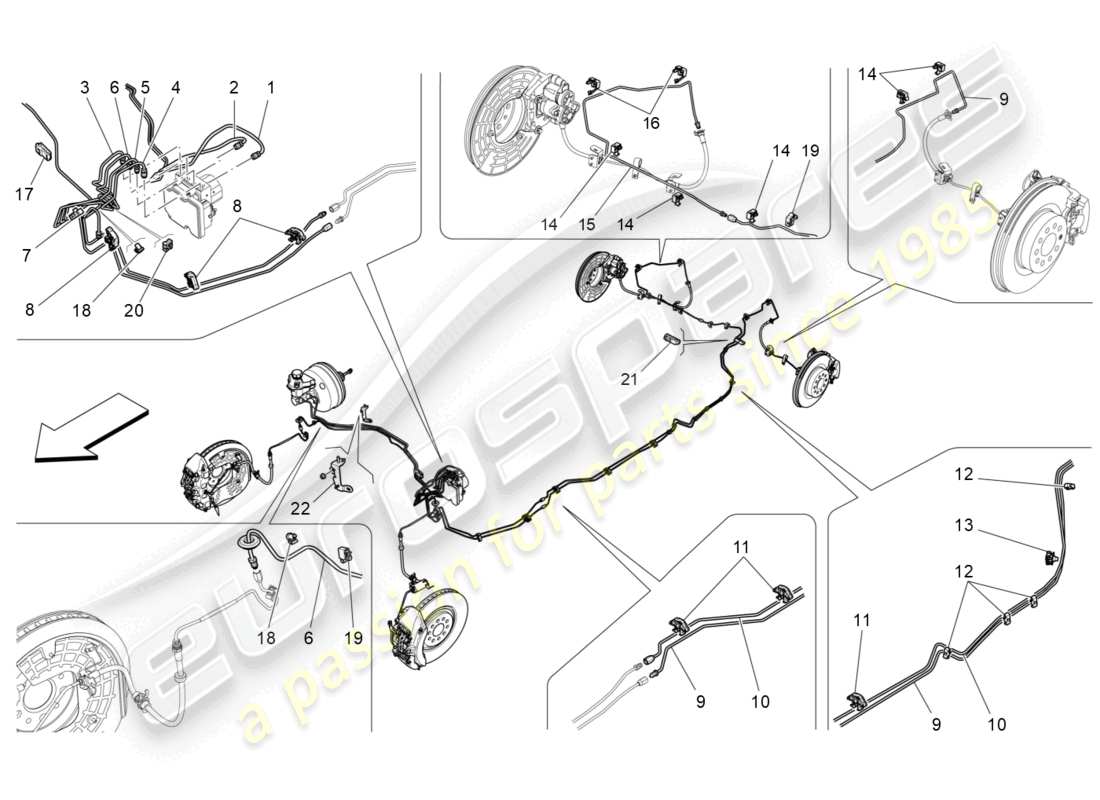 maserati levante (2020) lignes diagramme de pièce
