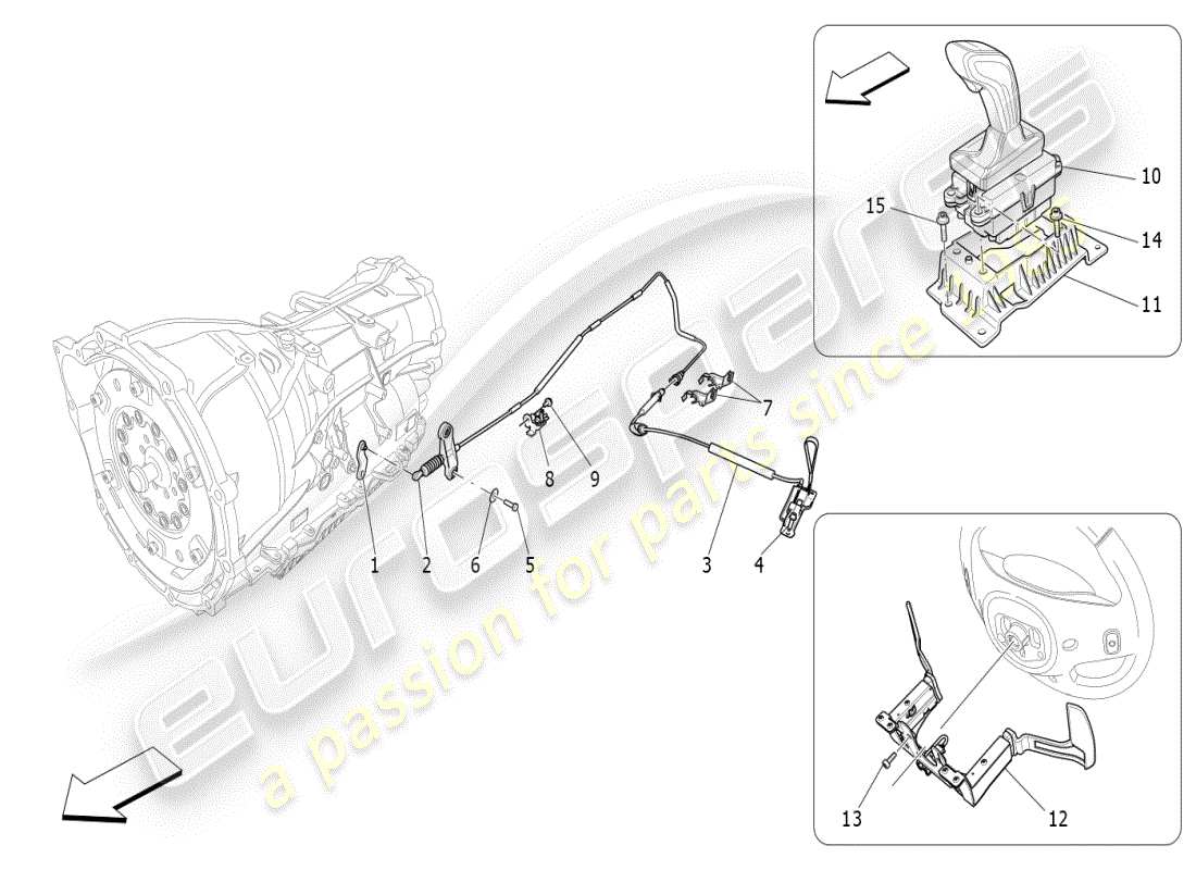 maserati ghibli (2021) commandes du conducteur pour boîte de vitesses automatique schéma des pièces