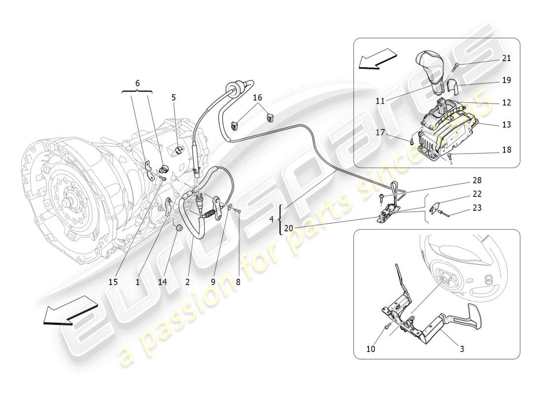 maserati ghibli (2014) commandes conducteur pour boîte de vitesses automatique schéma des pièces