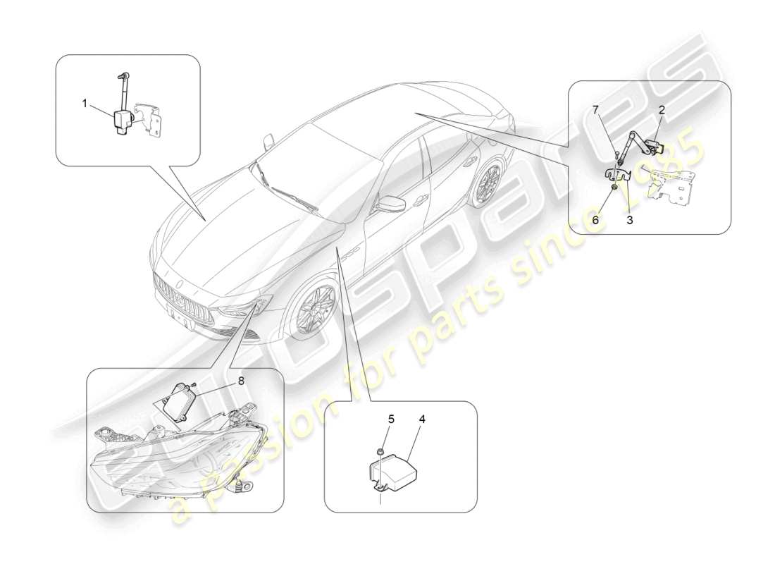 maserati ghibli (2015) contrôle du système d'éclairage schéma des pièces