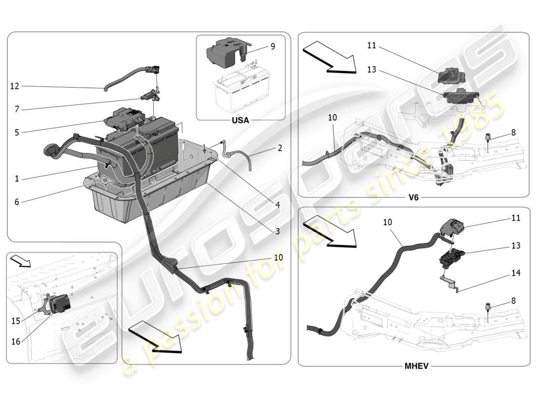 maserati grecale gt (2023) diagramme des pièces de production et d'accumulation d'énergie