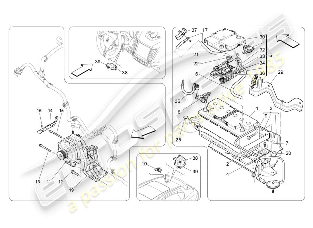 maserati levante (2018) diagramme des pièces de production et d'accumulation d'énergie