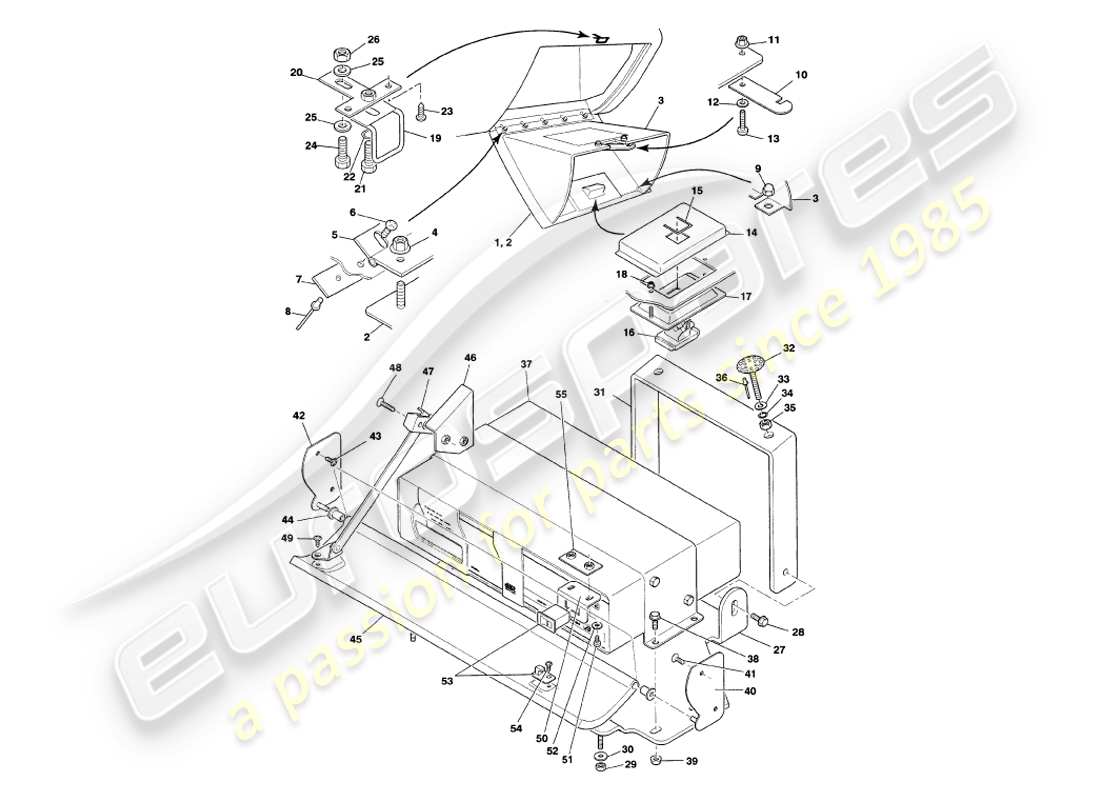 un schéma de pièces du catalogue de pièces aston martin v8 volante (2000)