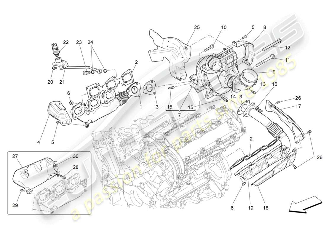 maserati ghibli (2014) système de suralimentation : équipements schéma des pièces