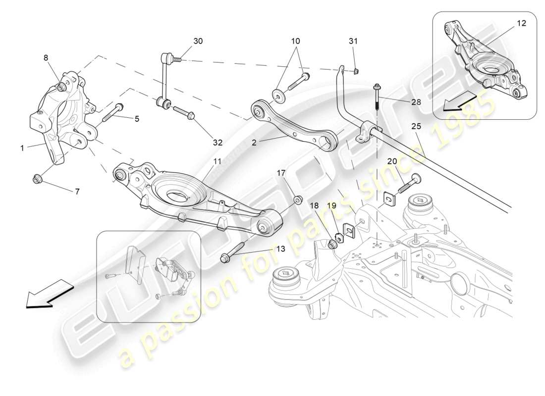 maserati levante (2020) schéma des pièces de la suspension arrière