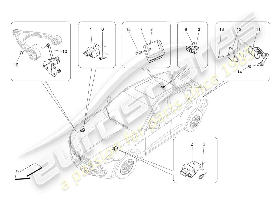 maserati levante (2020) commande électronique (suspension) schéma des pièces