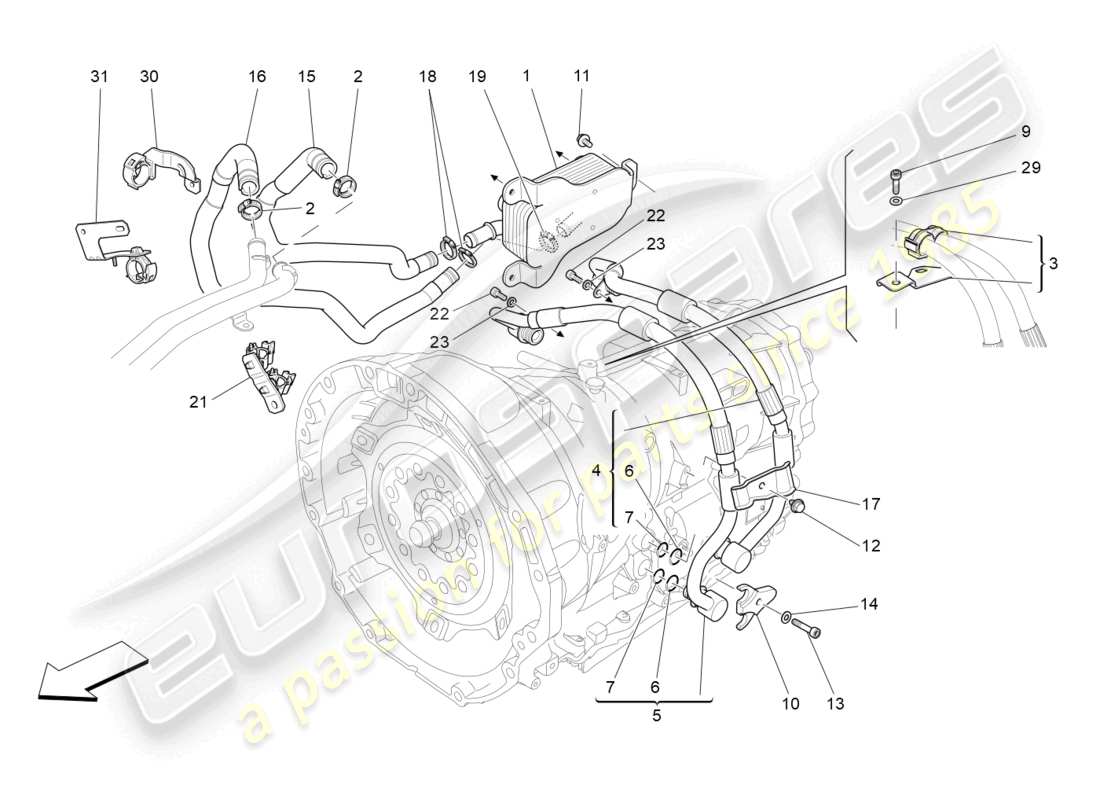 maserati levante gts (2020) lubrification et refroidissement de l'huile de boîte de vitesses schéma des pièces