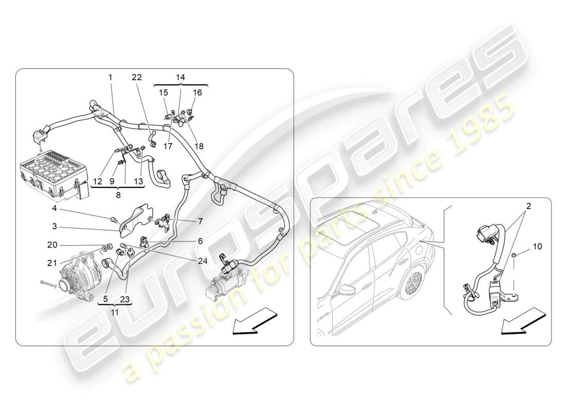 maserati levante gt (2022) schéma des pièces du câblage principal