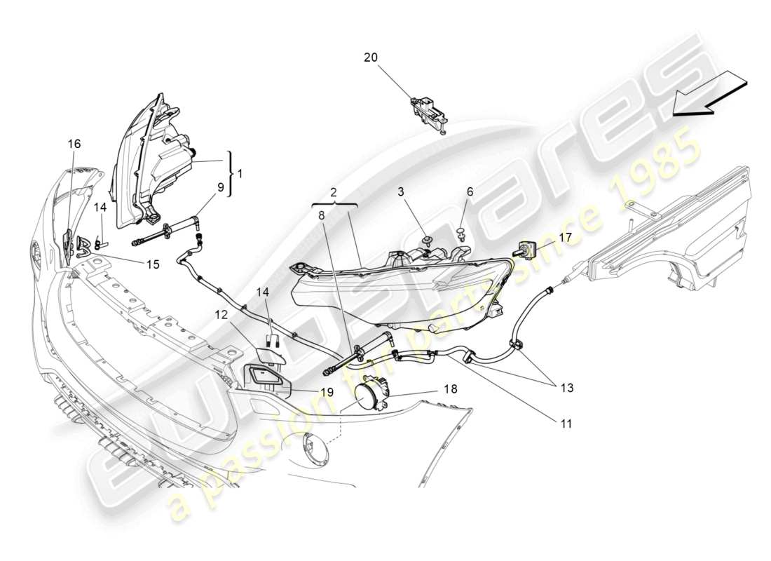 maserati levante modena (2022) schéma des pièces des groupes de phares