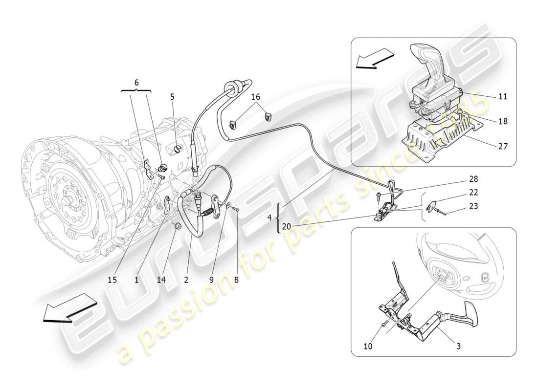 maserati ghibli fragment (2022) commandes du conducteur pour boîte de vitesses automatique schéma des pièces