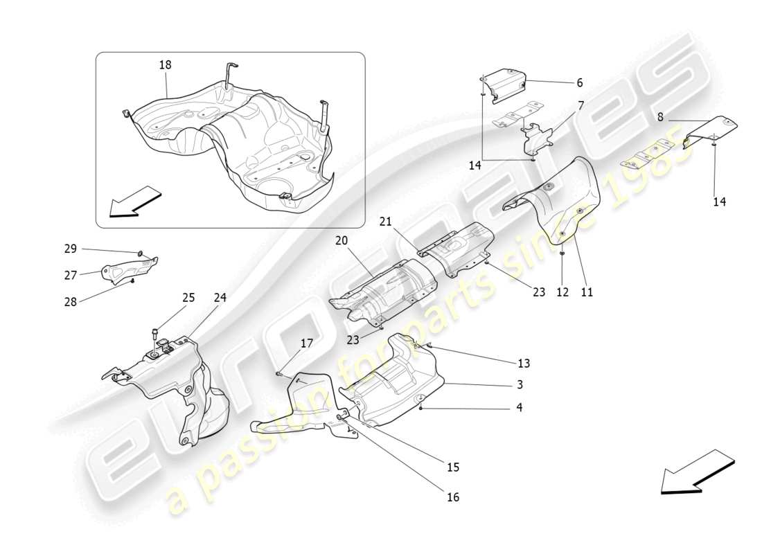 maserati levante gt (2022) panneaux d'isolation thermique schéma des pièces