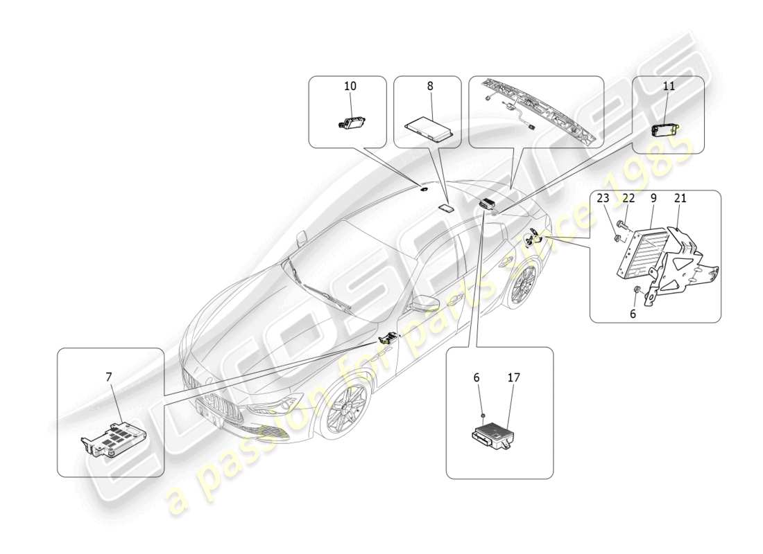 un schéma de pièces du catalogue de pièces maserati ghibli (2014)