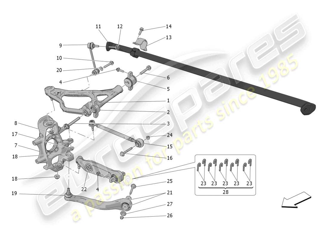 maserati mc20 (2023) suspension arrière schéma des pièces