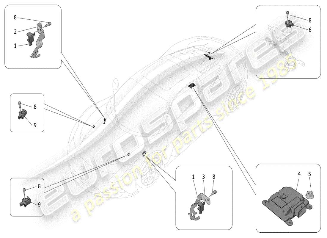 maserati mc20 (2024) schéma des pièces de la commande électronique (suspension)