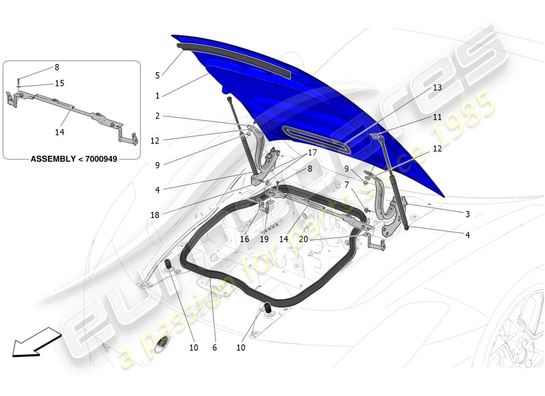 maserati mc20 (2023) couvercle avant schéma des pièces