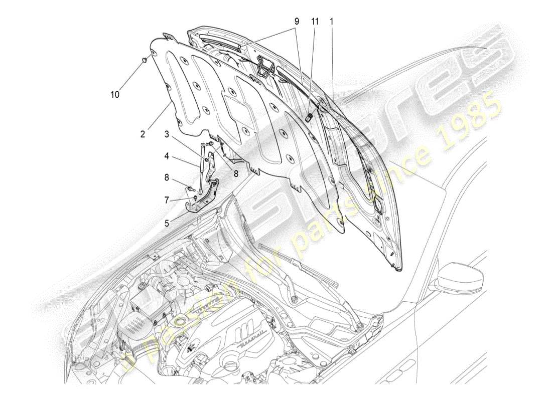 maserati ghibli (2019) diagramme des pièces du couvercle avant