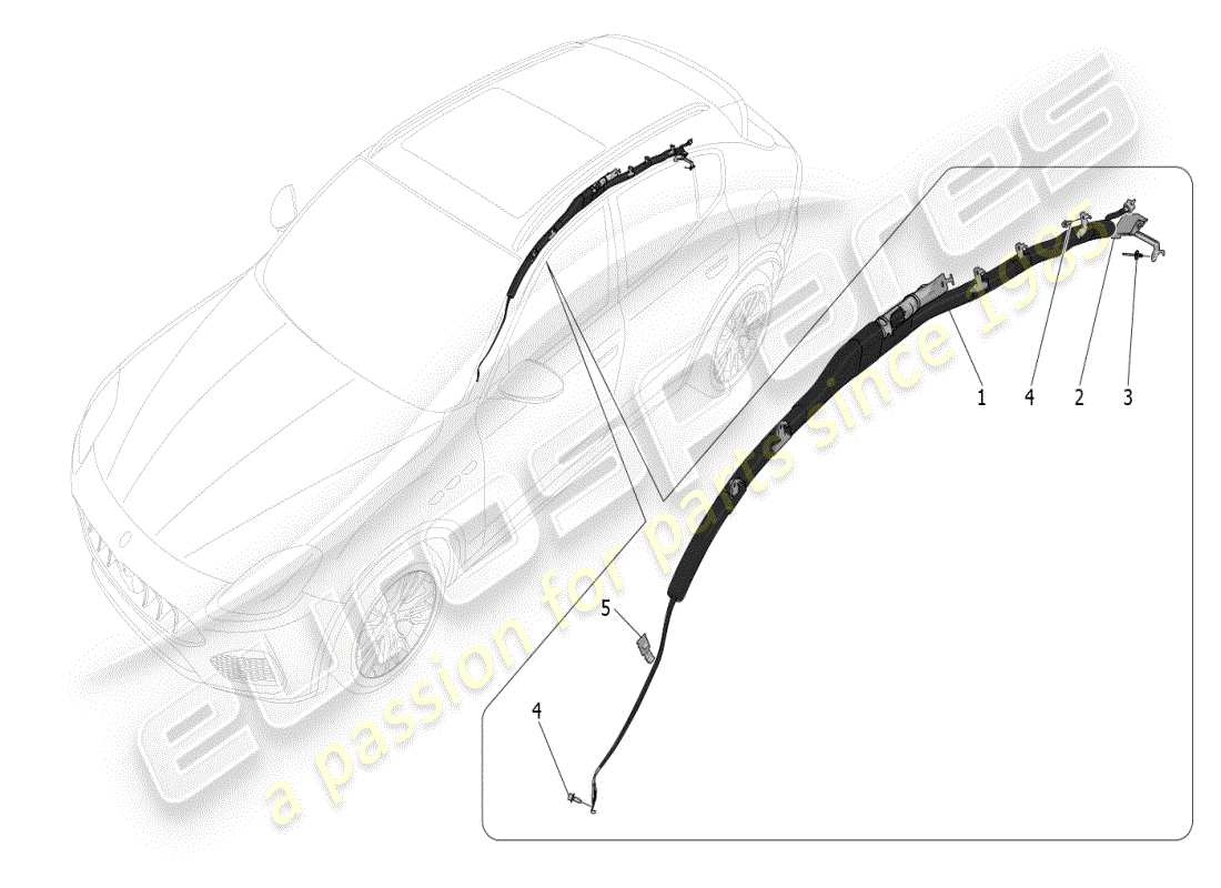 maserati grecale modena (2023) diagramme des pièces du système de sacs à fenêtre