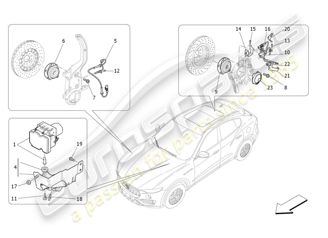 maserati levante modena (2022) systèmes de commande de freinage schéma des pièces