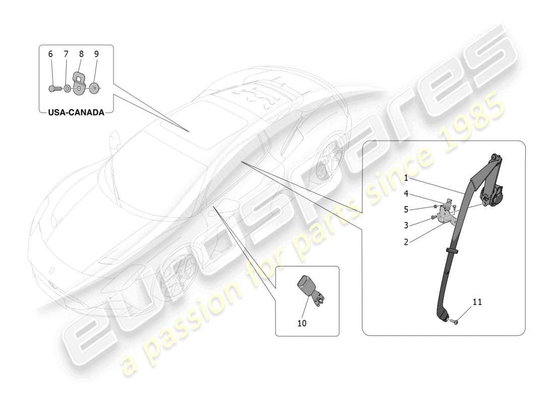 maserati mc20 (2023) la ceinture de sécurité schéma des pièces