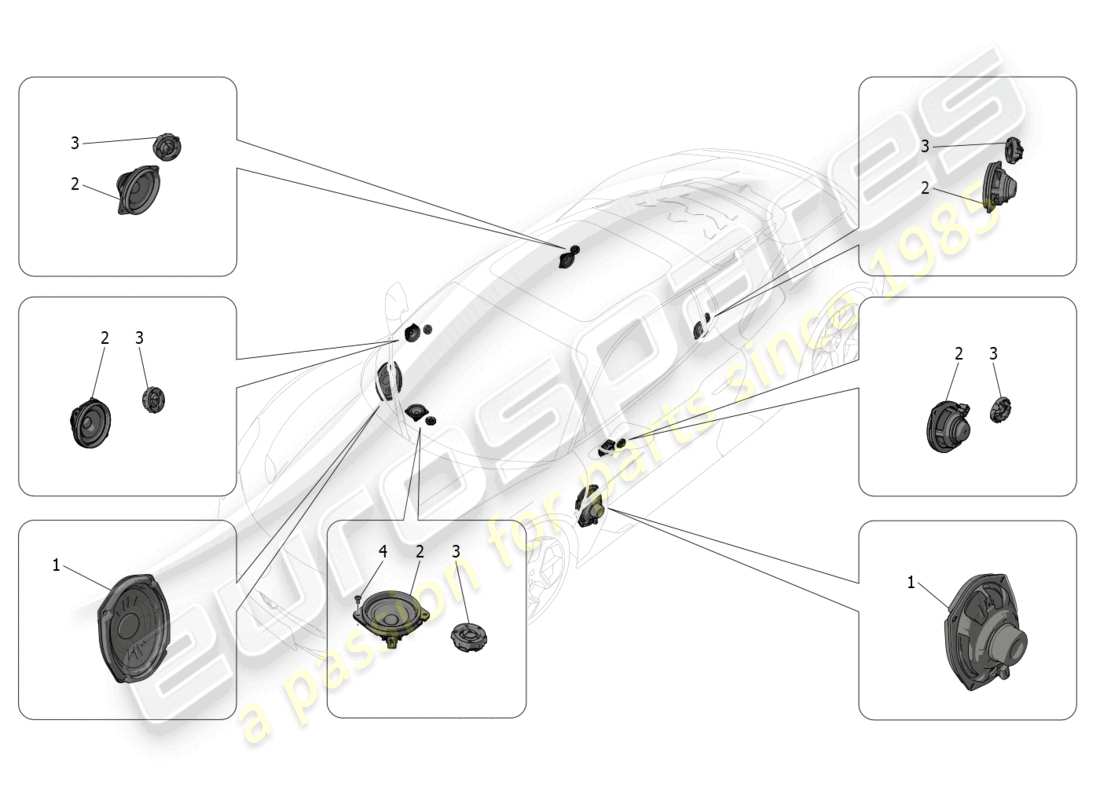maserati mc20 (2023) système de diffusion sonore schéma des pièces