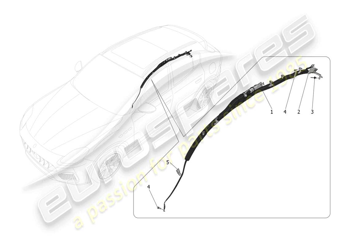 maserati grecale gt (2023) diagramme des pièces du système de sacs à fenêtre