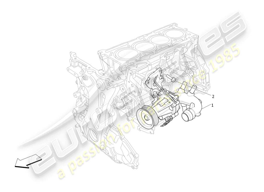 maserati levante gt (2022) système de refroidissement : diagramme de pièces de la pompe à eau