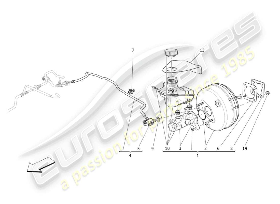 maserati levante modena (2022) schéma des pièces du système de servofrein