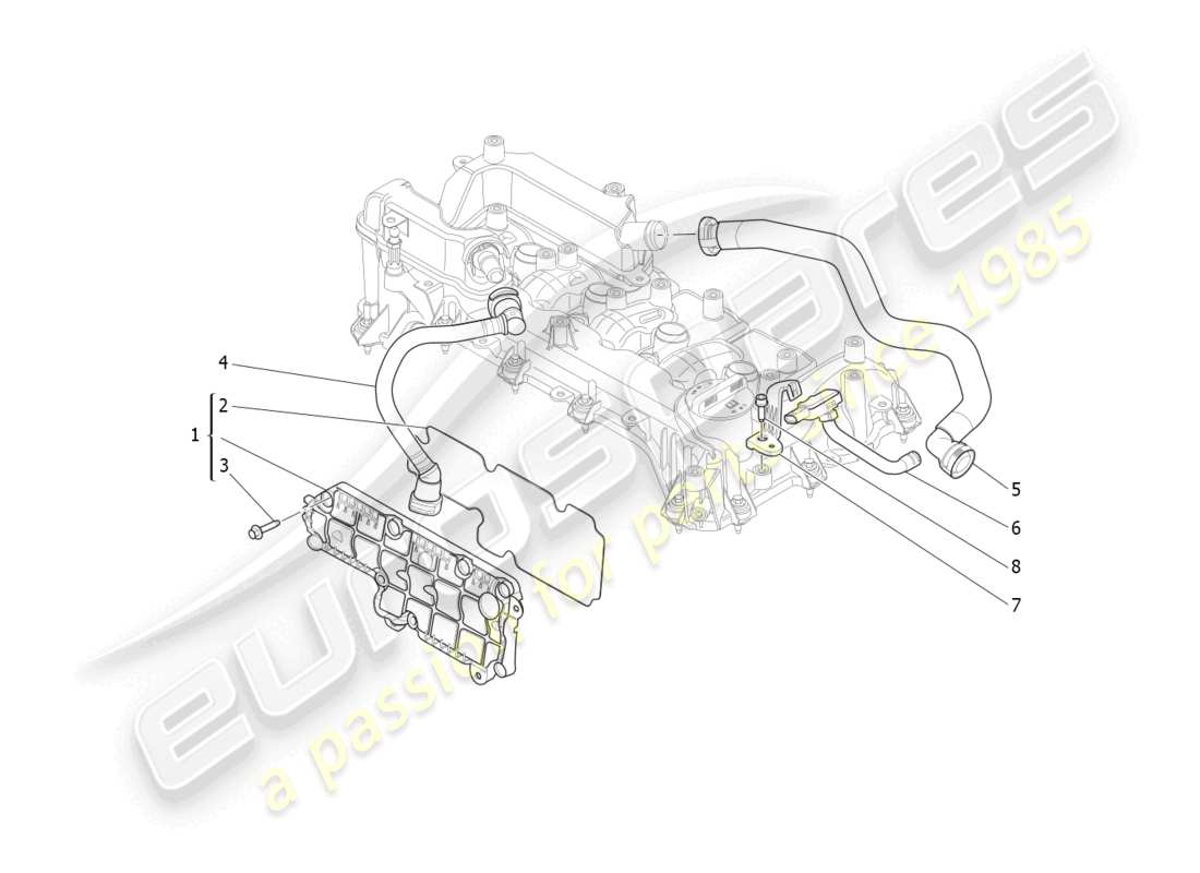 maserati levante gt (2022) schéma des pièces du système de recirculation des vapeurs d'huile