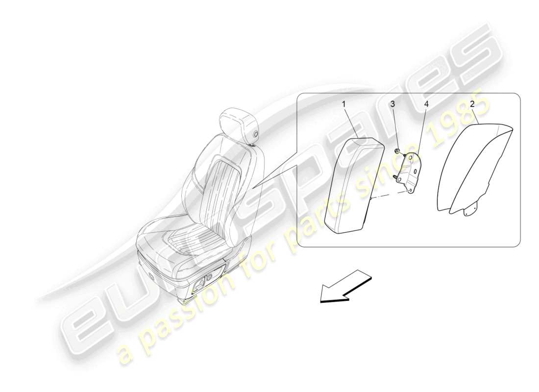 maserati levante modena (2022) schéma des pièces du système de sacs latéraux avant