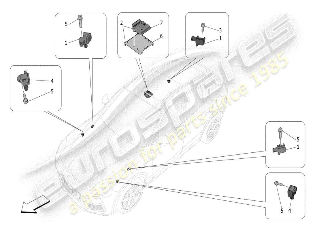 maserati grecale modena (2023) schéma des pièces de la commande électronique (suspension)